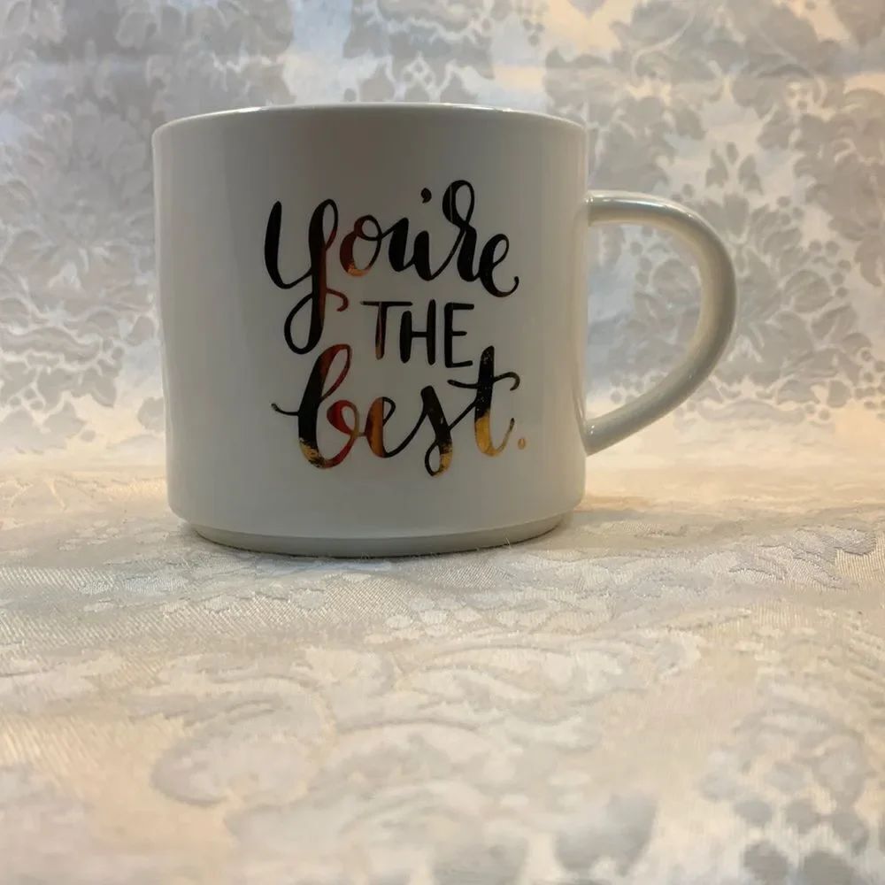 You’re The Best Threshold Stone Ware White Gold Coffee Tea Cocoa